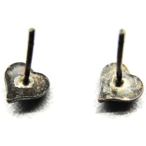 VTG 925 Sterling Silver Heart Rhinestone Post Earrings - Picture 7 of 7